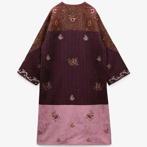 Zara Embroidered Patchwork Kimono Coat Size Medium/Large